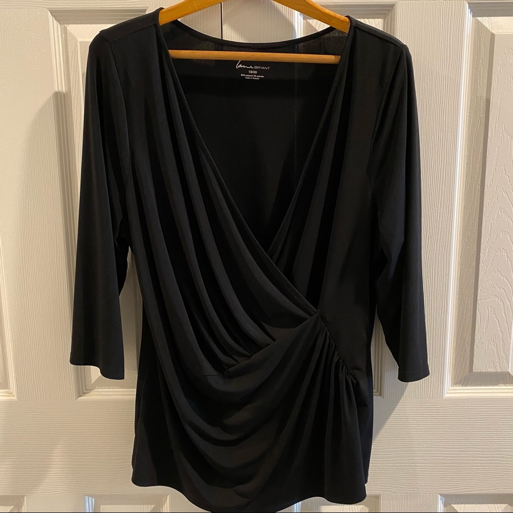 Lane Bryant draped wrap v-neck 3/4 sleeve